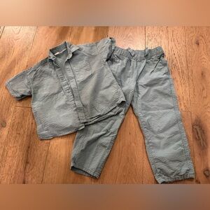 H&M Kids Seersucker Pants + Matching Collared Shirt – Set